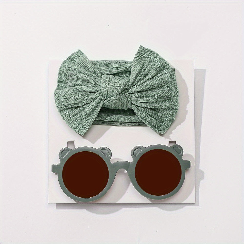 2pcs Set Newborn Baby Headband and Sunglasses Hair Accessories