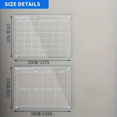 2pcs Transparent Magnetic Refrigerator Board Calendars