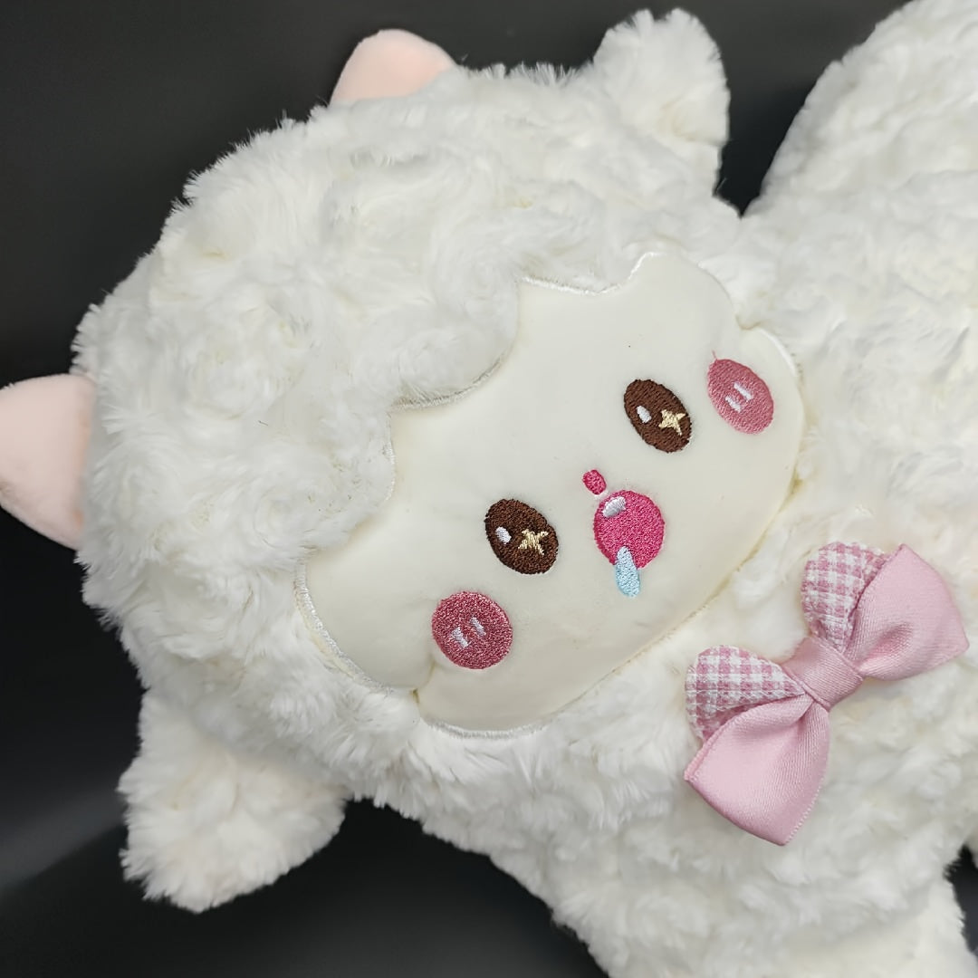 15.75" Fluffy Lamb Plush Toy with Pastel Accents