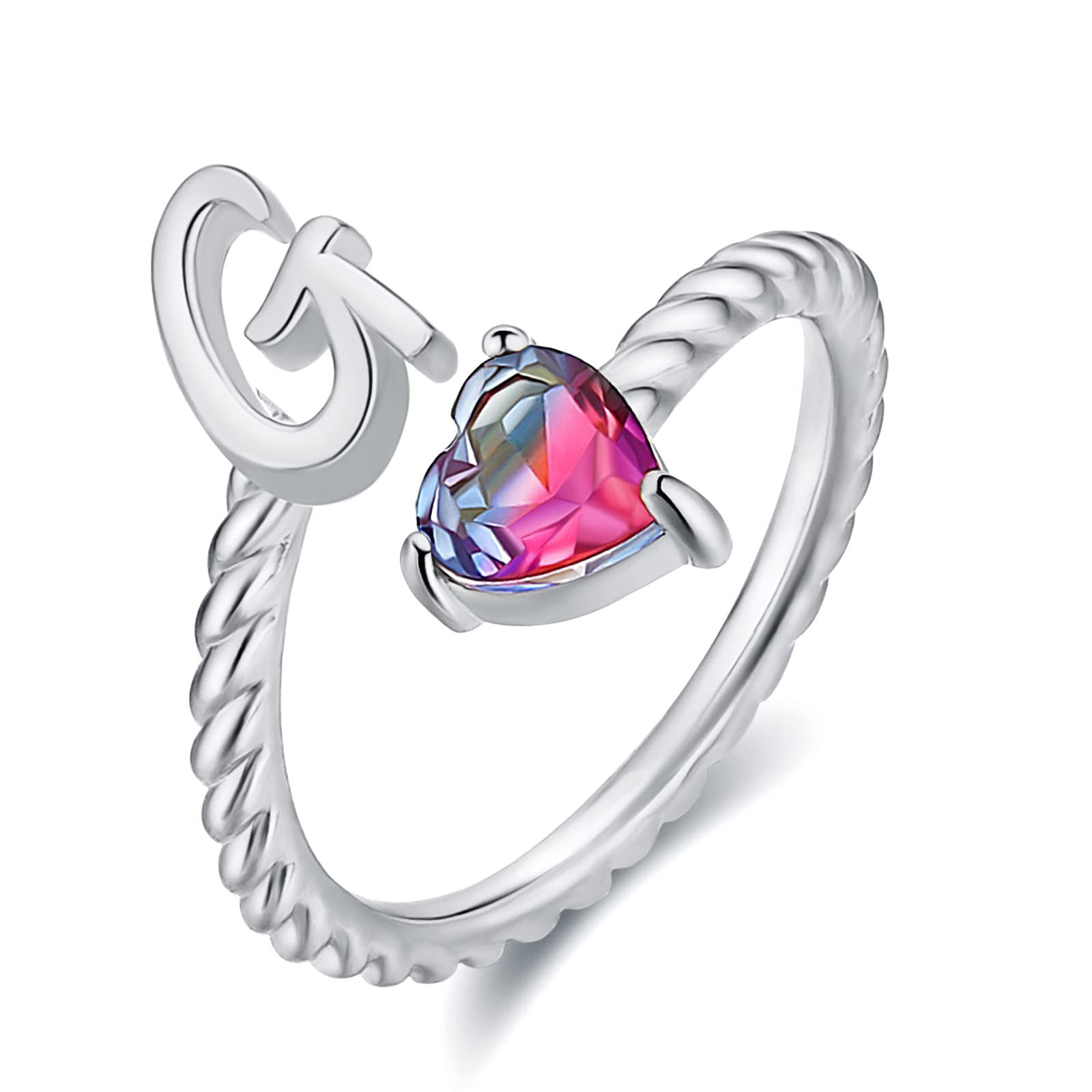 Adjustable Initial Letter Ring Zircon Rings For Women