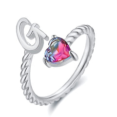 Adjustable Initial Letter Ring Zircon Rings For Women