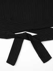  Ribbed Knot Front T-shirt & Pants Set Women's Plus Medium Stretch
