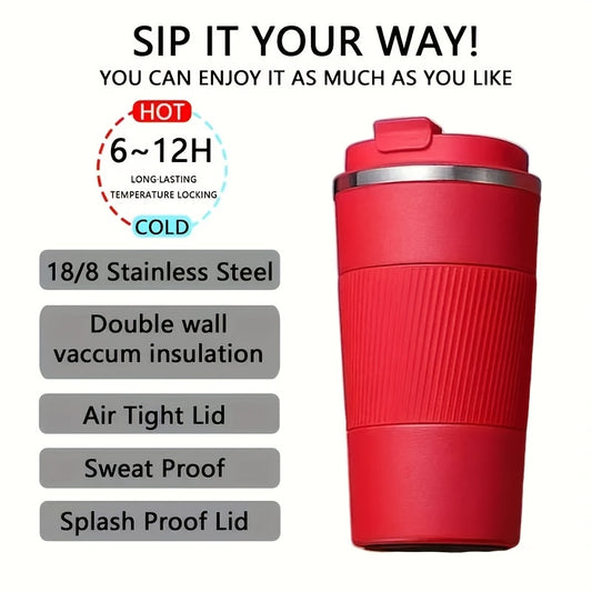 2oz Stainless Steel Coffee Mug Insulated with Leakproof Lid - Non Slip Grip