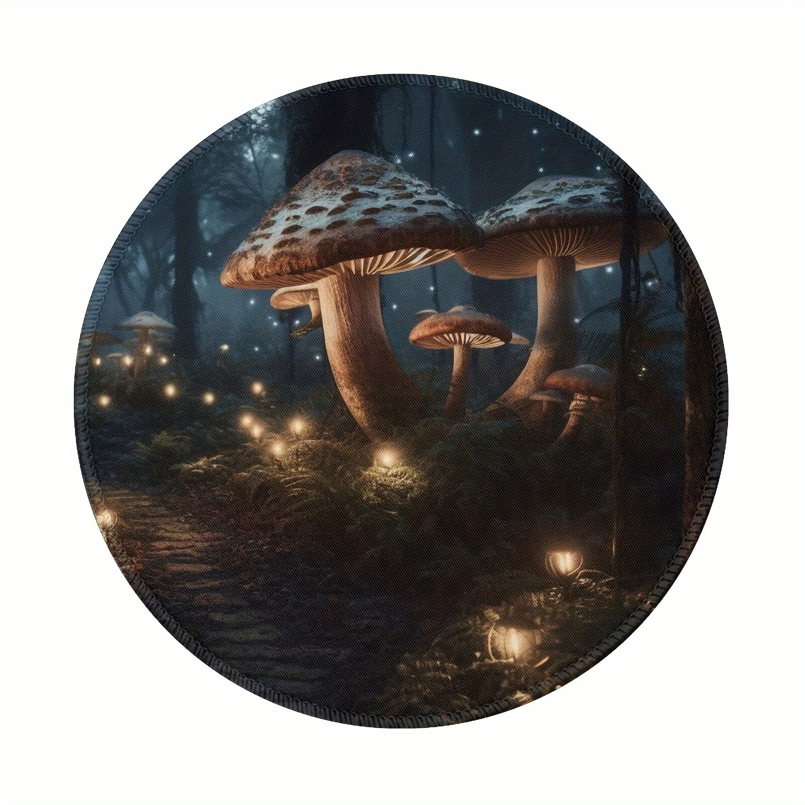 Night Mushroom Group Circular Game Mouse Pad 20x20cm