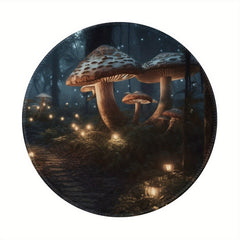 Night Mushroom Group Circular Game Mouse Pad 20x20cm