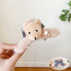 2pcs Plush Bear Hair Claw Clip Winter Headwear Hair Accessories