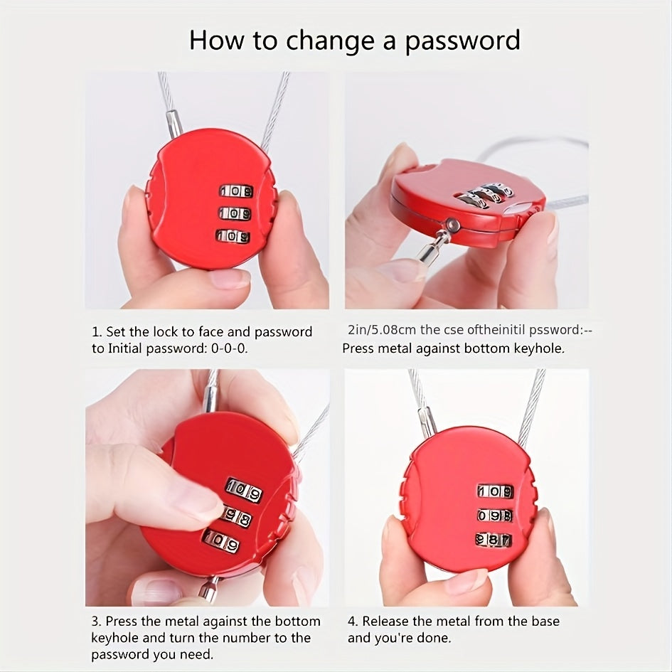 Wire Rope Password Lock Luggage Bag Mini Small Lock