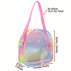 Unicorn Themed Doll Backpack for 12-15 Inch Dolls with Multiple Compartments