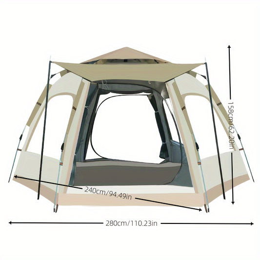 Durable Waterproof Camping Tent with Two Doors and Four Windows