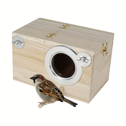 Wooden Bird Breeding Box for Lovebirds Cockatiels Budgies Conures