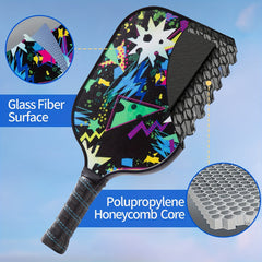 Fiberglass Pickleball Racket w/ Cushioning & Polypropylene Core - 11.99 cm Grip