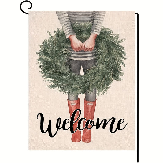 Christmas Wreath Small Garden Flag 30 48x45 72 Cm Vertical Double Sided