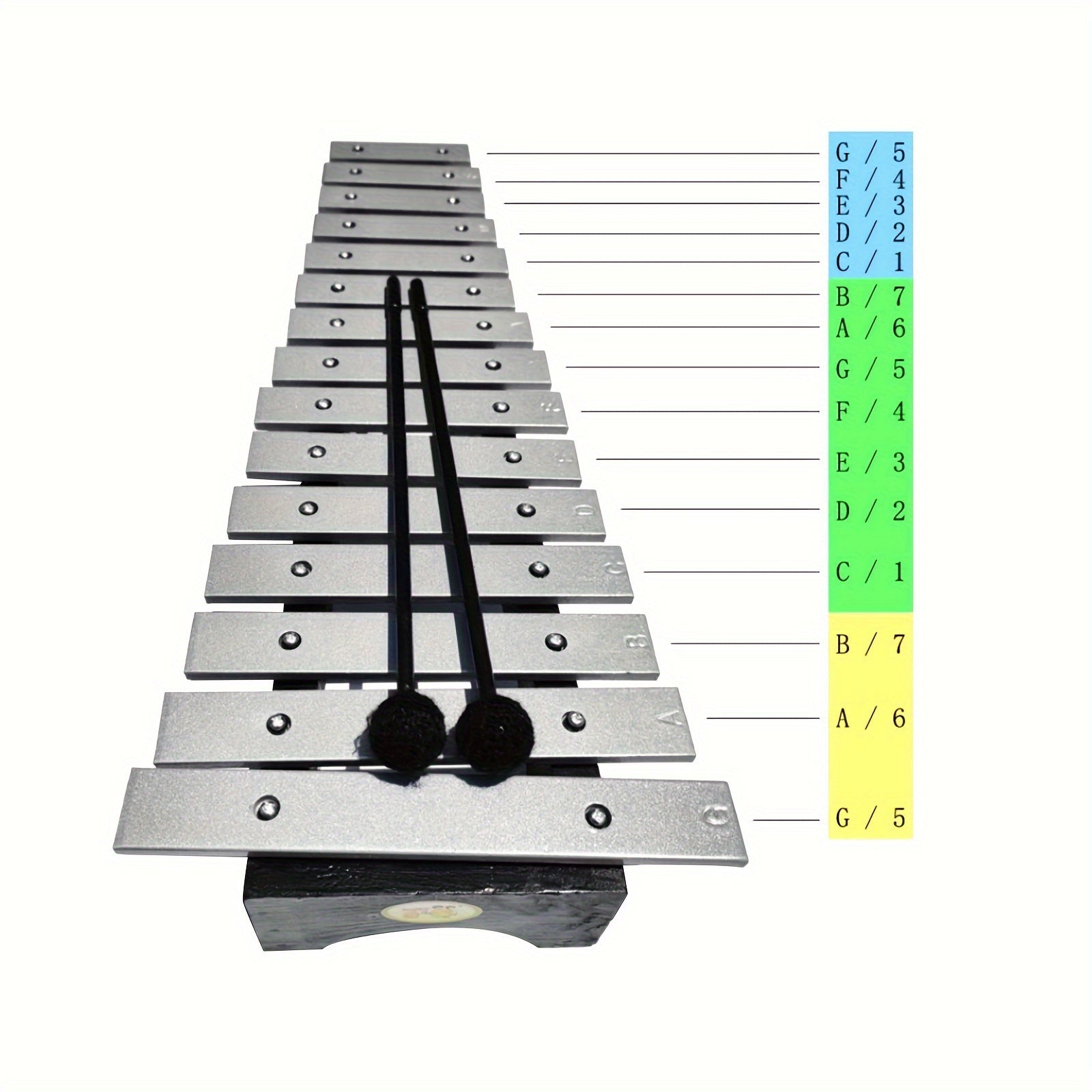 15 Note Silvery Metal Glockenspiel Music Instrument Percussion