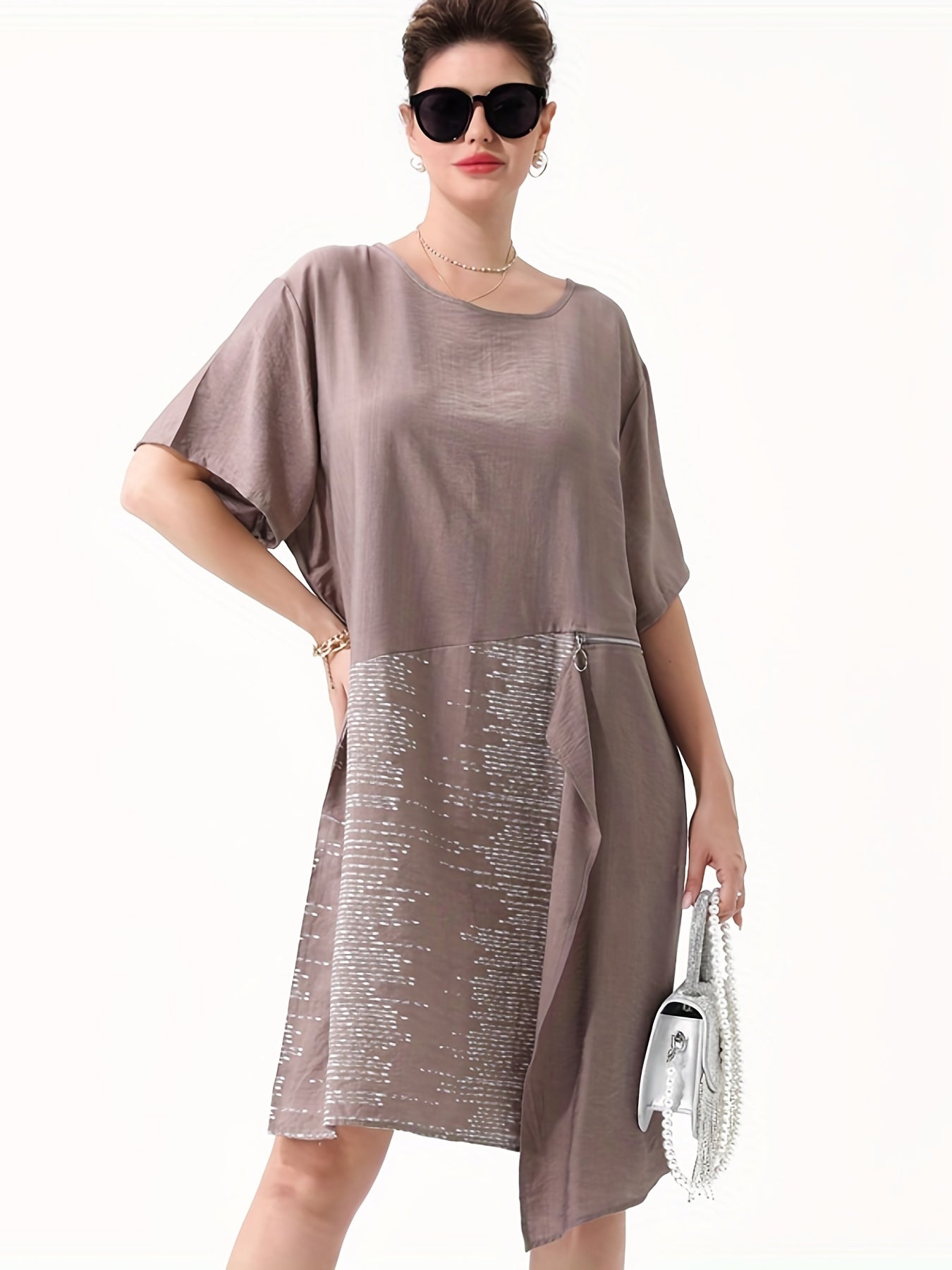  Colorblock Short Sleeve Tee Dress