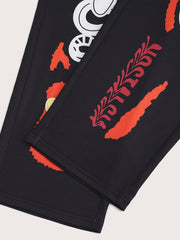  Graffiti Print Drawstring High Rise Pants