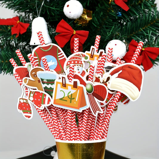 24pcs Christmas Cartoon Straw Sticker Set