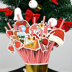 24pcs Christmas Cartoon Straw Sticker Set