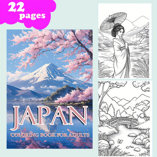 Japanese Landscape Coloring Book for Kids