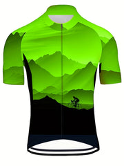 Men's Sunset Print Cycling Jerseys Lightweight Breathable Biking Shirt