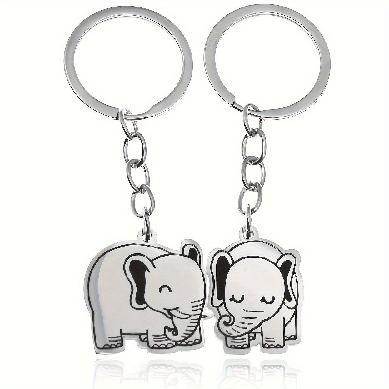 2pcs Elephant Printed Keychain Gift Backpack Purse Decoration