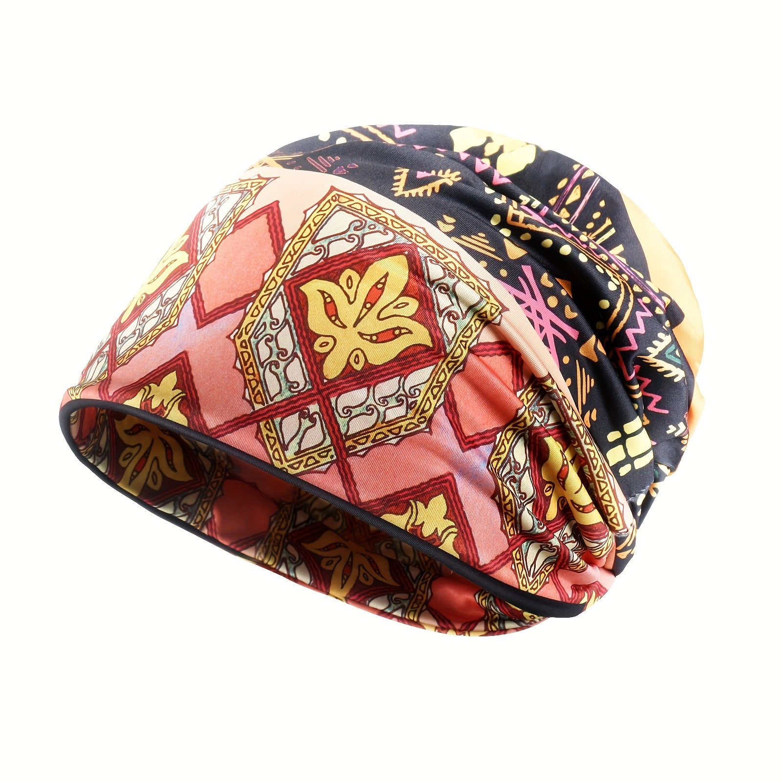 Boho Geometric Print Beanie Vintage Soft Elastic Turban Hat