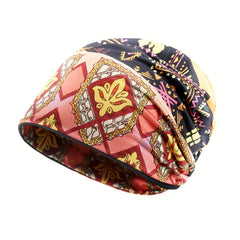 Boho Geometric Print Beanie Vintage Soft Elastic Turban Hat