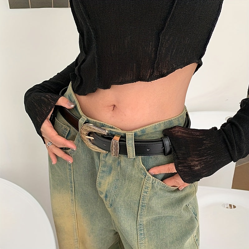 Vintage Braid Pattern Buckle Belt For Women