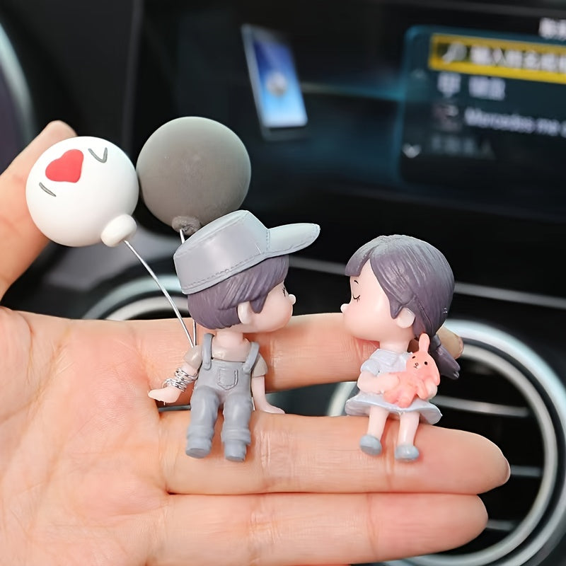 Cute Cartoon Couple Kiss Figurines - Perfect Car Decoration