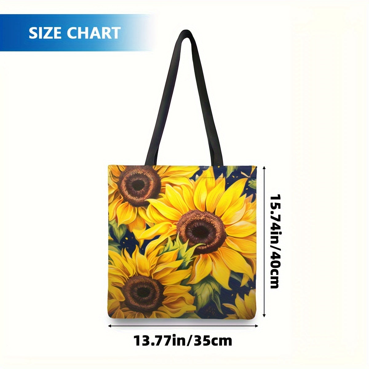 Large Capacity Sunflower Tote Bag Stylish Handbag for Women