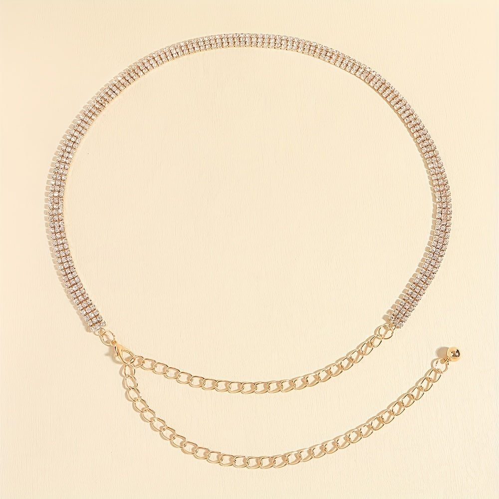 Rhinestone Metal Waist Chain Sparkling Belly Chain Belt for Women