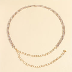 Rhinestone Metal Waist Chain Sparkling Belly Chain Belt for Women