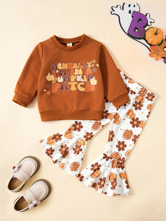 Toddler Girl's Halloween Style 2pcs Sweatshirt & Pants Set