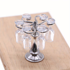 Dollhouse Wine Rack and Glass Models DIY Pocket Living Room Scene