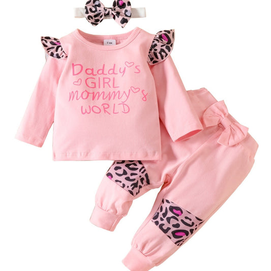 Toddler Newborn Baby Girl Letter Printed Romper Pants Headband 3pcs Set