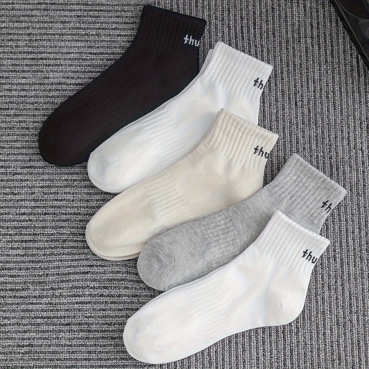5 Pairs Letter Print Socks for Women