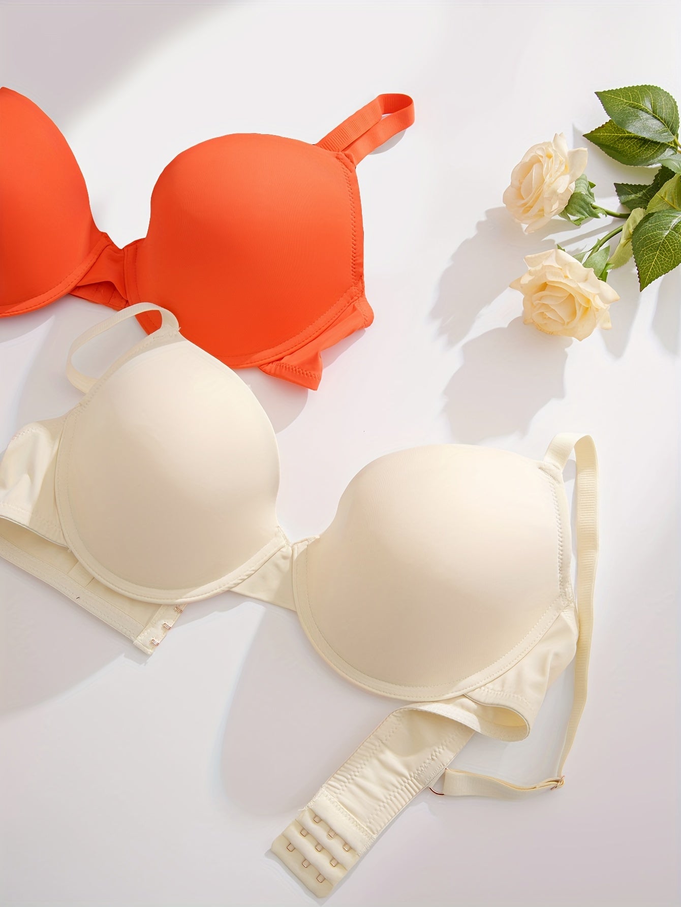 2 Pack Women's Plus Solid Molded Cup Padded Everyday Bra Set
