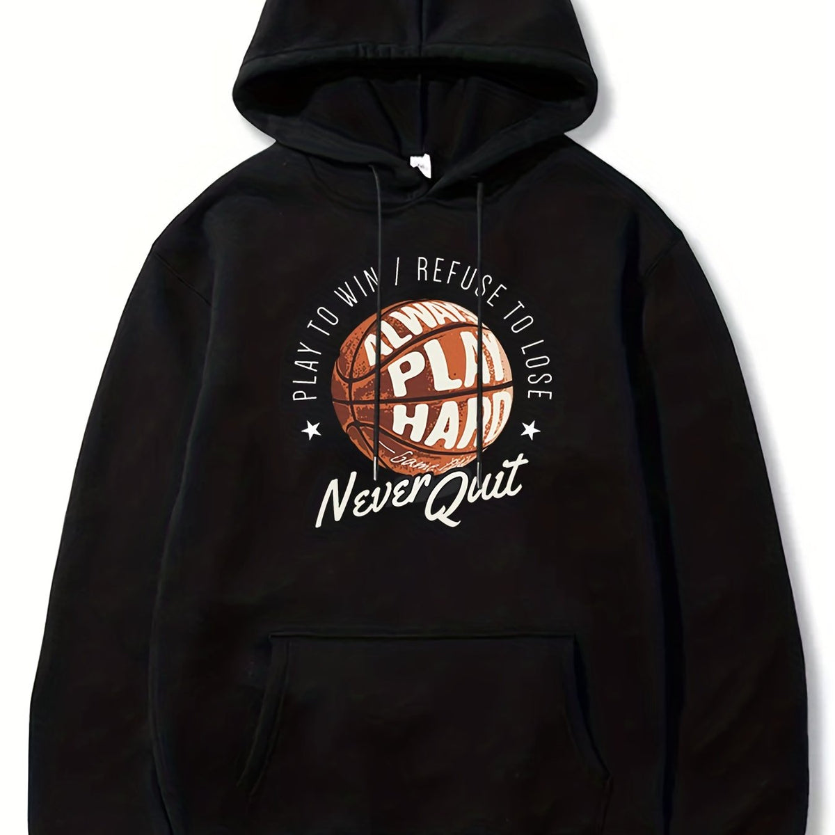 Basketball & Letter Print Hoodie for Men Graphic Sweatshirt