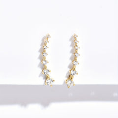Zircon Decor Earrings Minimalist Style Copper 14K Plated Jewelry