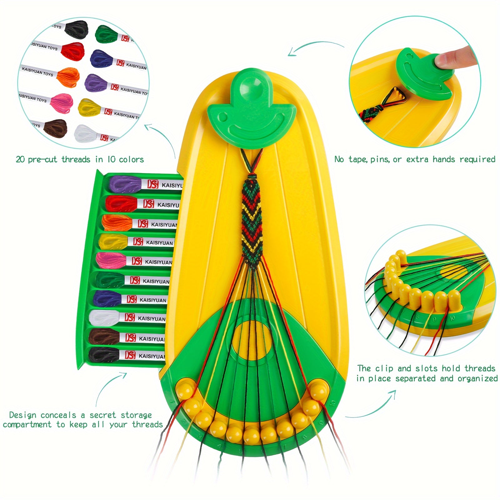 Friendship Bracelet Making Kit Girls - Kids Arts and Crafts String Maker Set