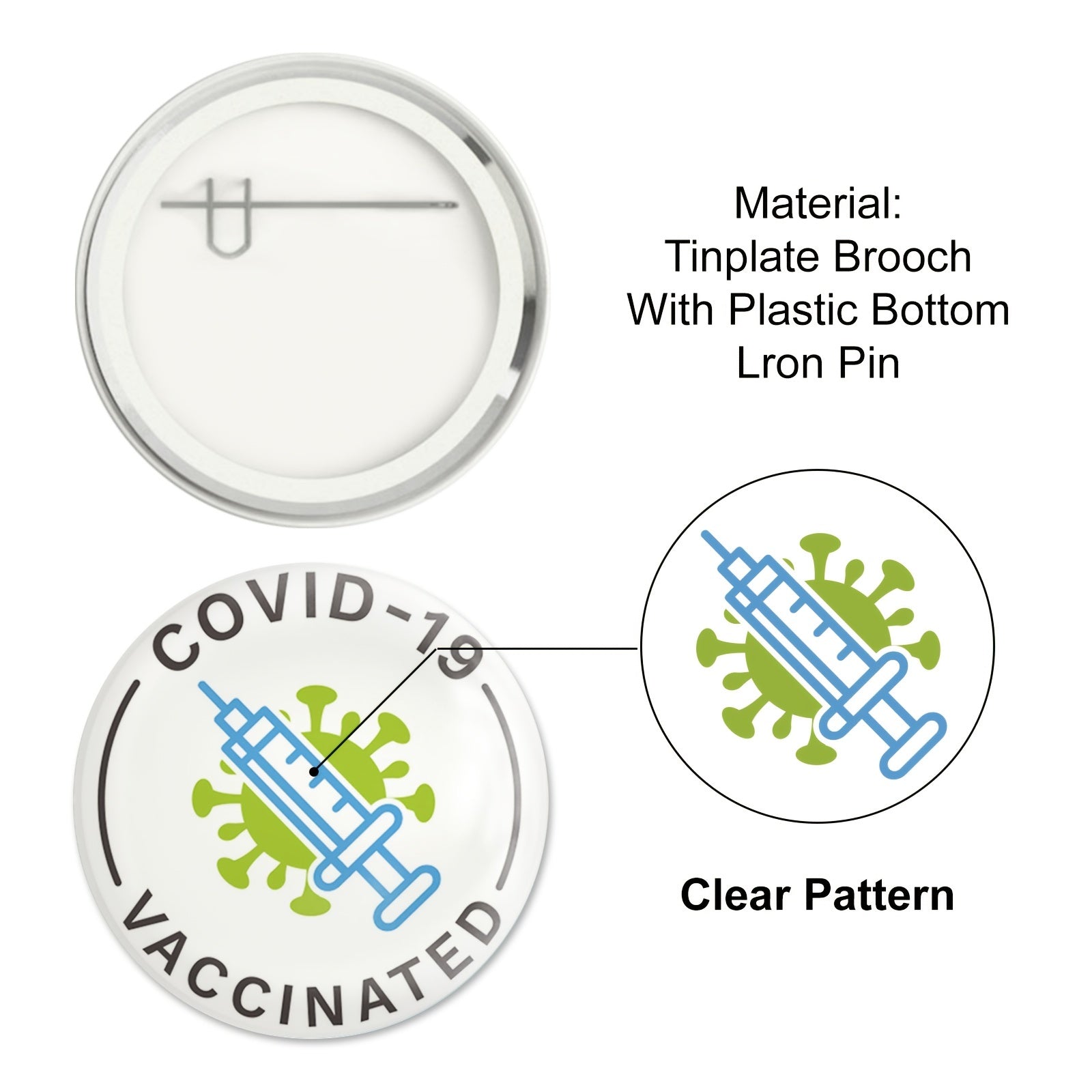 9 Pcs Vaccine Button Pins Covid 19 Vaccinated Pins Men's Women's Brooches