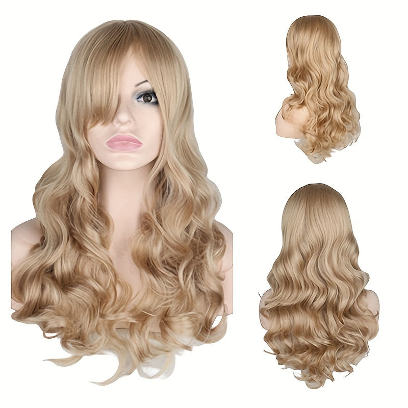 60cm Long Body Wave Hair Wig Synthetic Fiber Natural Looking for Women