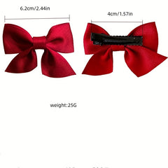 2pcs Bow Decor Hair Clip French Barrette Headwear