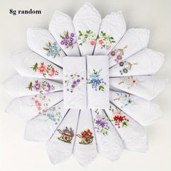 8 Pack 10.83Inch Embroidered Square Scarves Lightweight Lace Handkerchiefs