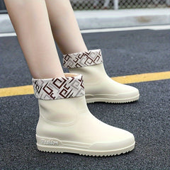Women's Stylish Waterproof Medium Tube Rain Boots