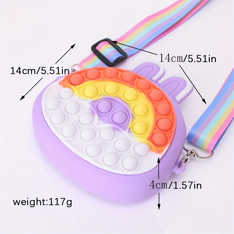 Colorful Rainbow Lucky Rabbit Ears Silicone Shoulder Bag For Girls