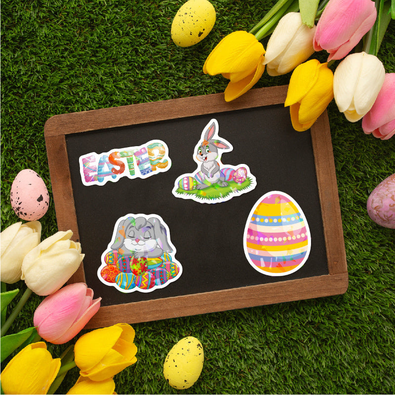 100pcs Easter Stickers Holographic Vinyl Reusable