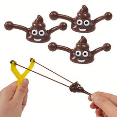 6pcs Poop Sling Prank Toy Set Poo Launcher TPR Elastic Shooter