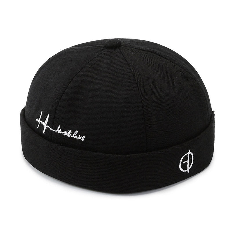 Embroidered Beanie Hat Retro Sailor Brimless Docker Caps