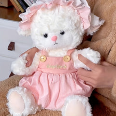 Adorable Plush Sheep Doll Soft Pink & Fluffy Sheep with Golden Bell