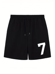 Men's Stretchy Athletic Print Shorts with Drawstring Waist